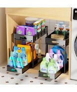 TidyLamu 2 Pack Double Sliding Under Sink Organizers 2 Tier Black - $380.57 MXN