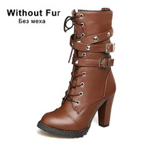 Ladies shoes Women boots High heels Platform Buckle Zipper Rivets Sapatos femini - £65.10 GBP