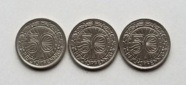 Allemagne plein de Trois 50 Pfennig de 1927-1929 A Reichpfennig Rare Monnaie Kit - $55.70