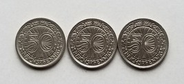 Allemagne plein de Trois 50 Pfennig de 1927-1929 A Reichpfennig Rare Monnaie Kit - £42.46 GBP