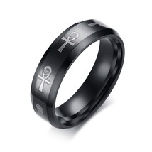 Vnox Men&#39;s Ankh Egyptian Cross Ring for Men Stainless Steel Black Religious Wedd - £7.75 GBP
