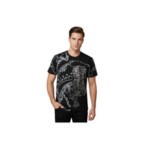 Mens PLATINI Sports Shirt With Rhine Stones Lion Chain STT8022 Black Lion image 4