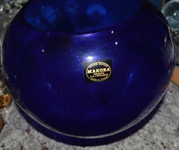 Hand-made Makora Krosno,  J.POPIELUSZKI, Heavy blue bowl, Poland, Art Glass - £91.41 GBP