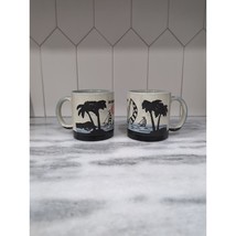 Hawaii Coffee Cups Set, 12 Oz Mugs, Sun &amp; Sailboat, Palm Tree Design, Se... - $459.60 MXN