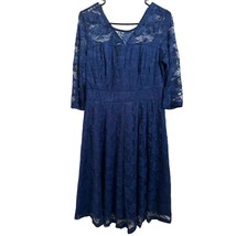 NEW Jasambac Dress Size XL Extra Large Blue Lace Fit N Flare Nylon Spand... - $17.05