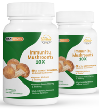 2 Pack Immunity Mushrooms 10X, promotes focus, clarity &amp; memory-60 Capsules x2 - $71.27