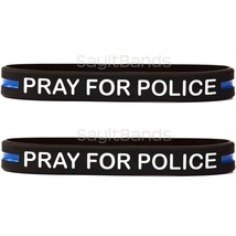 Two (2) Pray For Police Thin Blue Line Wristbands Law Enforcement Police Support - £6.29 GBP