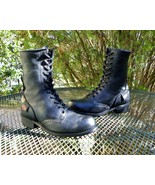 Vintage Harley Davidson 10&quot; Leather Biker Boots Black lace up Combat Sty... - $1,826.90 MXN