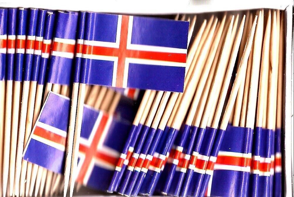 One Box of 100 Iceland Toothpick Flags, 100 Small Mini International Flags - $7.90