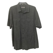 James Campbell Black Gray Cotton Short Sleeve Button Up Shirt Mens XXL 2XL - $22.00
