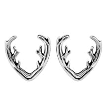 Majestic Stag Deer Antlers Sterling Silver Stud Earrings - $17.81