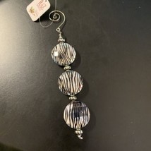 New RAZ Imports Zebra Stripe Dangle Beads Christmas Ornament With Chrome... - $4.88
