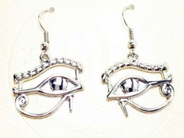 Ancient Egyptian Theme Eye Of Horus Silver Colored Stud Earrings Pair Accessory - £10.38 GBP