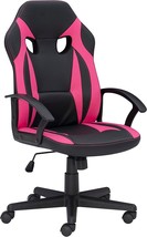 Lars Adjustable Gaming Office Chair, Black With Pink Accents By Linon. - £176.95 GBP
