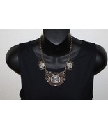 Gold Tone Clear Rhinestone Necklace Chunky Statement Fashion Jewelry Flo... - €12,94 EUR