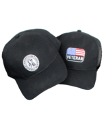 2 Black Veteran Hats Men US Army Baseball Cap USA Military 4th Fourth of... - $20.28 CAD