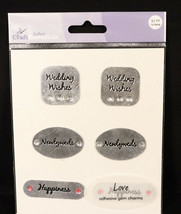 Jo-Ann Craft 6pc Adhesive Love Metal Gem Charms Stickers Wedding Newlywed New - £0.84 GBP