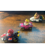 Lot of 3 Mario Kart Mini Figures, Mario, Wario, and Donkey Kong, Nintendo - $14.84