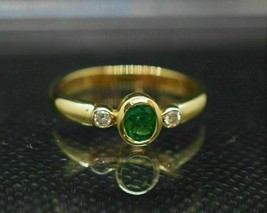 1.50Ct Oval Emerald Diamond Bezel Set Engagement Ring in 14K Yellow Gold Finish - £96.10 GBP