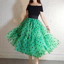 Pink Polka-Dot Puffy Tutu Skirt Outfit A-line Layered Plus Size Puffy Midi Skirt image 7