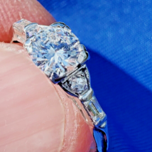 Earth mined Diamond Deco Engagement Ring Antique Platinum Statement Solitaire 6 - $9,963.32 CAD