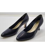 BG) Carriage Court Maxi Woman Navy Blue Heel Shoes Size 8W - $12.86