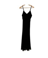 VINTAGE Black Velvet Maxi Dress Women’s 9 Goth Wednesday Witchy Lace Hem... - £76.41 GBP