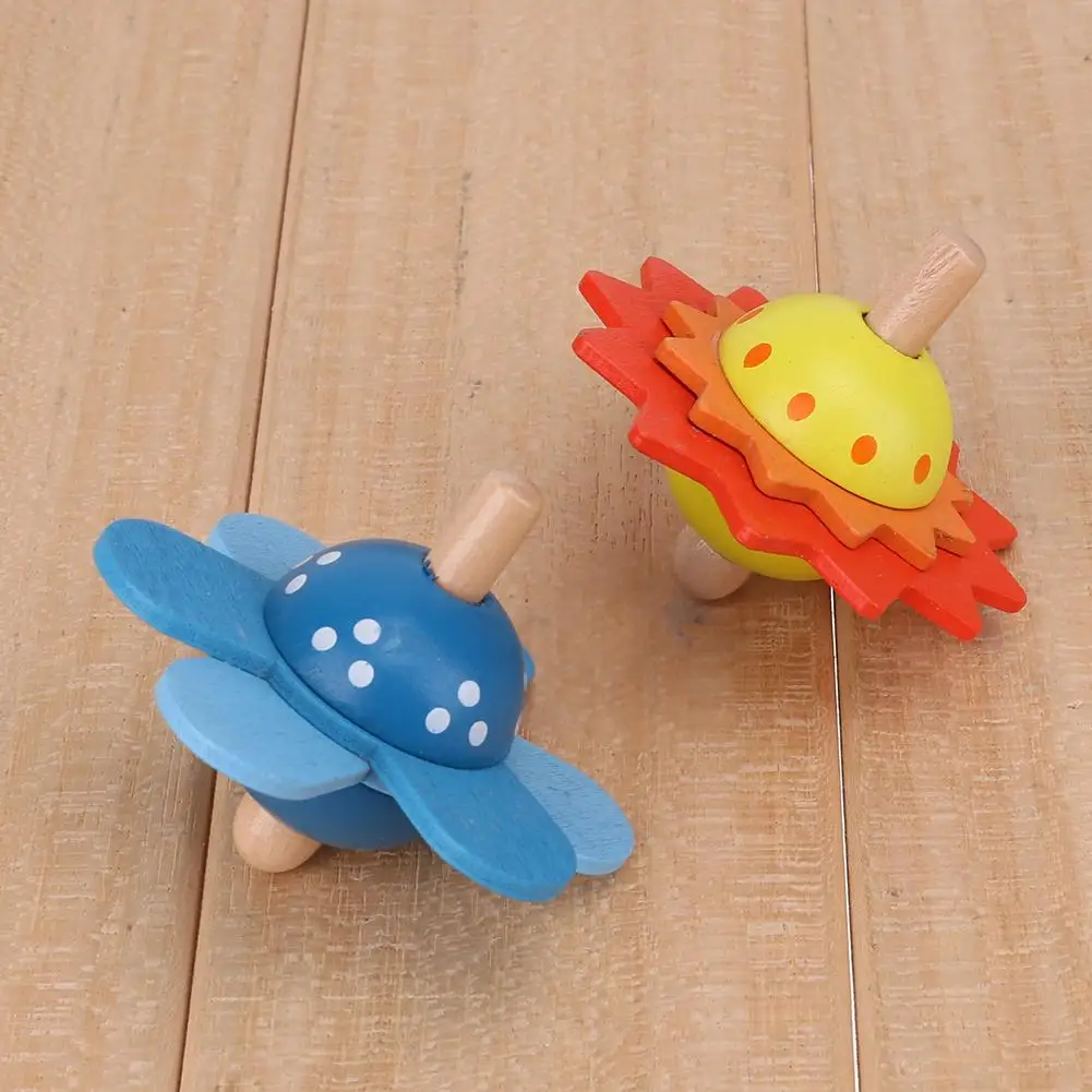 Kids Wooden Toys Flower Rotate Spinning Top Wooden Classic Toys For Chidren Kids - £1.75 GBP+