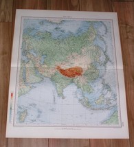 1927 Original Vintage Italian Physical Map Of Asia China Himalaya Indonesia - £23.69 GBP