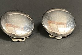 Vintage Coro Signed Earrings Smooth Silver Button Clip Back - $213.82 MXN