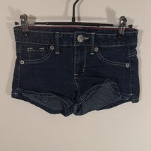 Domaine Womens Denim Shorts 1 Blue Dark Wash Stretch Low Rise Shortie Booty - $16.40