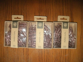 NEW Paper Clips 100 count lot of 3 (300 total) U Brand rose gold 1.25 in... - £3.94 GBP