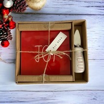 Rae Dunn Christmas Holiday Red Cheese Plate/Knife “JOY ”  Gift Set-HTF NEW - $24.25