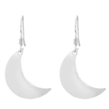 Dreamy Night Sky Crescent Moon Sterling Silver Dangle Earrings - £11.46 GBP