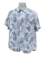 Tasso Elba Island Shirt Men&#39;s Large Short Sleeve Button UP Hawaiian Silk Linen - £11.86 GBP