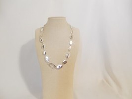 Charter Club 21&quot; w 3&quot;ext Silver Tone Hammered Metal Circle Necklace H150 $44 - £10.62 GBP