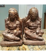 Vintage Swirly Indian Chief Statue Book Ends Rests Nice Heavy Vtg - £61.50 GBP