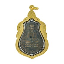 Phra Luang Pu Thuat Wat Chang Hai Thai amuleto mágico antiguo oro micras caso - £16.00 GBP