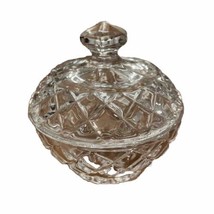 Vintage Diamond Cut Glass Covered Candy Trinket Dish - £9.62 GBP