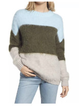 New BP Womens Blue Trixie Color block Oversize Brushed Pullover Sweater Small - £15.76 GBP