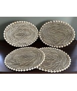 Oval Placemats Rattan Raffia with Seashells Nautical Set of 4 - £25.48 GBP