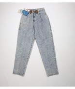Deadstock Vintage 90s Streetwear Womens 9 Leather Trim Acid Wash Denim J... - $94.71 CAD