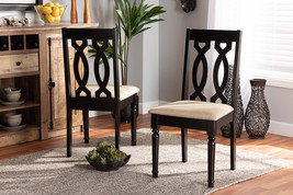 Kaira Sand Fabric Upholstered and Dark Brown 2Pc Dining Chair Set - $3,059.67 MXN