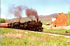 Postcard Utah Steam Locomotives #75 &amp; #618 Heber Valley RR Passing the Tate Barn - £4.68 GBP