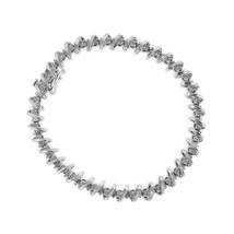 Exquisite Miracle Set Diamond Curve Link Bracelet in .925 Sterling Silver - $167.00