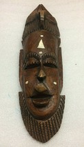 New African wood handcarved female tribal mask hanging wall souvenir-37cmx10 cm - £38.84 GBP