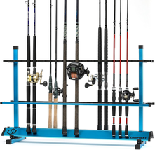 Fishing Rod Rack Holder 48 Slot, Ocean Blue Aluminum Vertical Storage Stand - $105.61