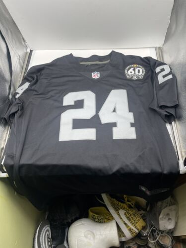 LAS VEGAS RAIDERS JOHNATHAN ABRAM #24 XL On Field Football Jersey 60th Patch - £50.59 GBP