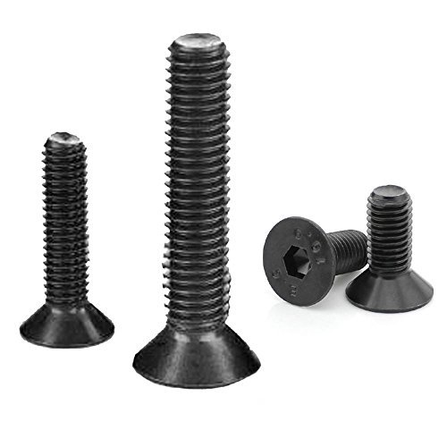 Bluemoona 100 Pcs - Metric M4 Hex Socket screw flat head Hexagon cap screws bolt