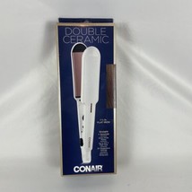 New 1-1/2"Conair Double Ceramic Flat Iron/Hair Straightener White/Rose Gold - $12.16